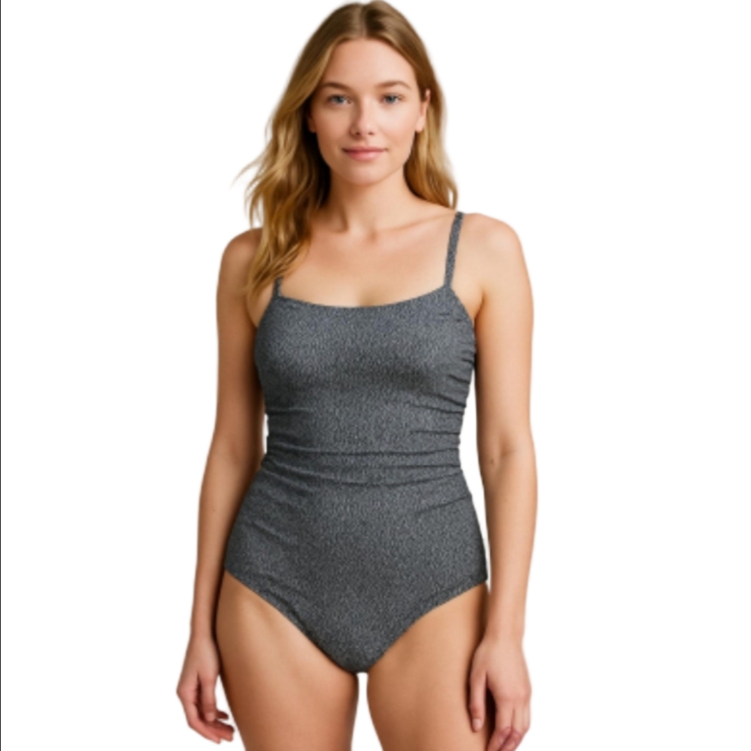 Dkny Swimsuit One Piece Black White Tummy Control Slimming Geometric Design Sz.L
